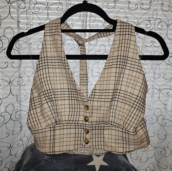 🛒💰Plaid Cropped Halter Vest - Picture 8 of 8